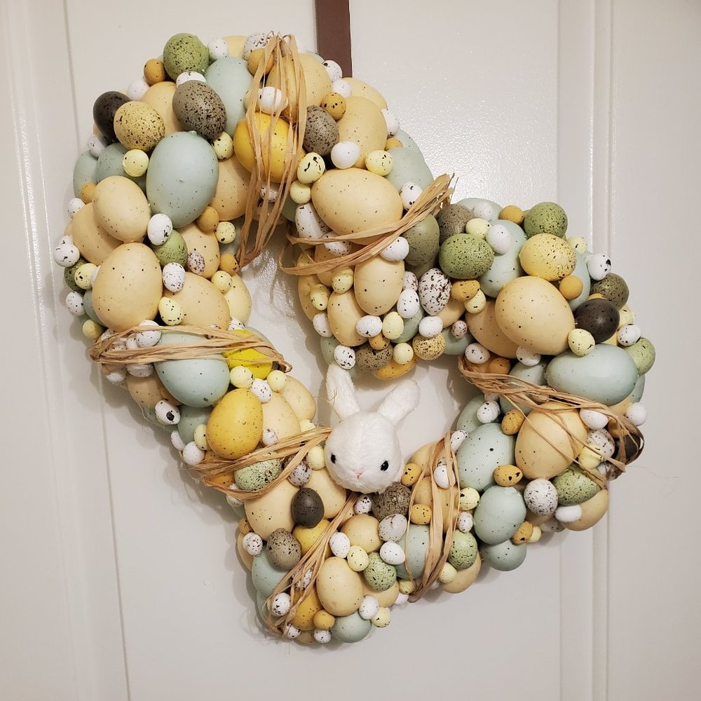 Custom Handcrafted Heart-Shaped Fun Easter Egg Wreath